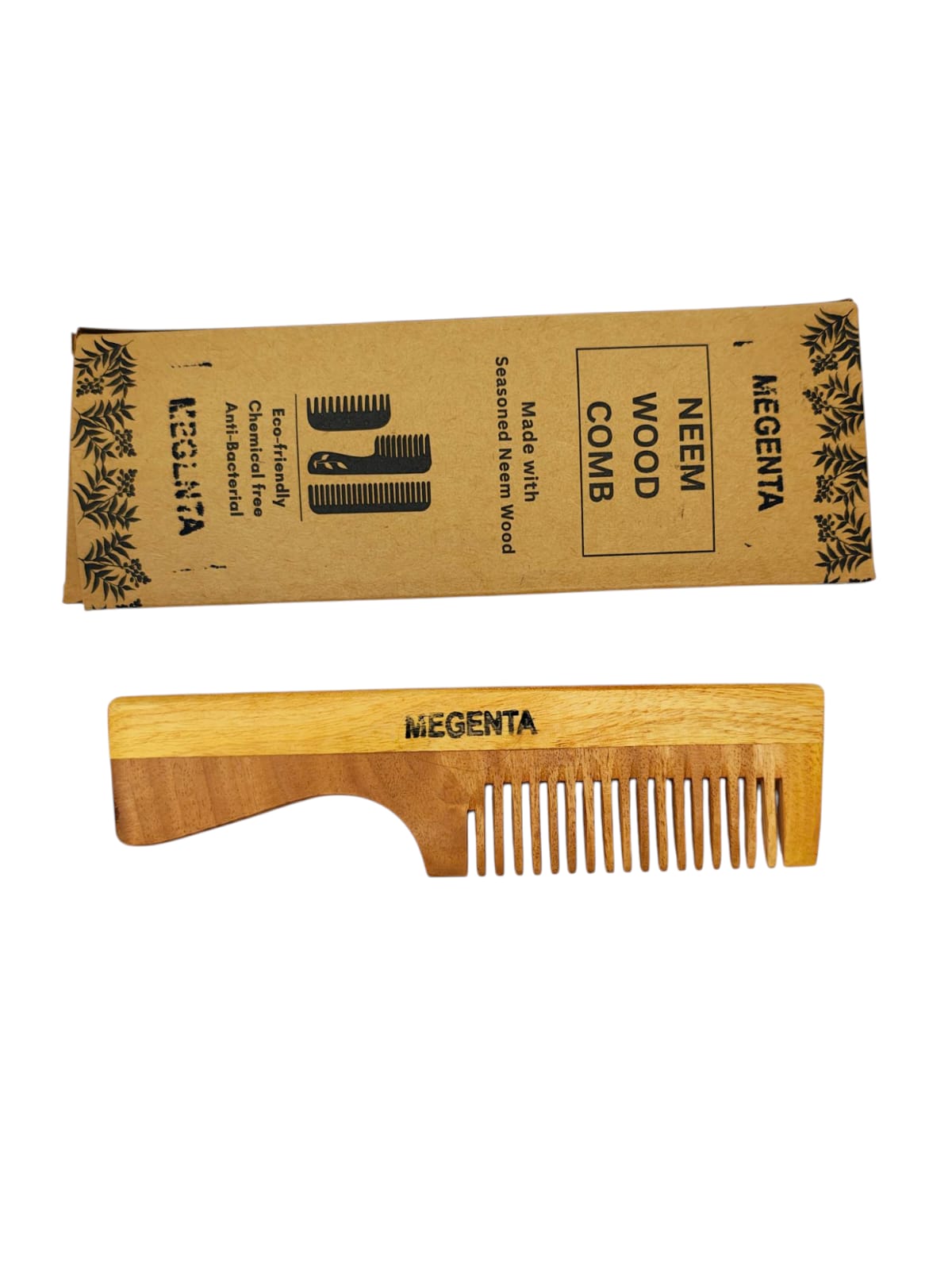Megenta Handcrafted Neem Wood Comb – Natural Care for Healthy Hair for Males(Pack of 2)