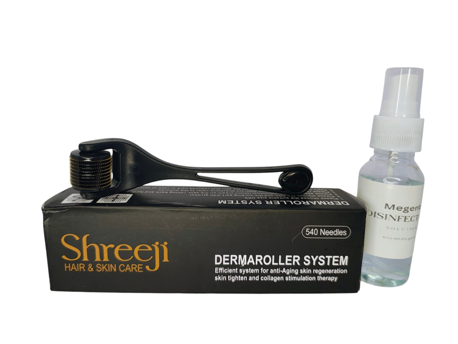 Megenta Derma roller 540 needles 0.5mm Titanium Needles Model V4 with Disinfectant