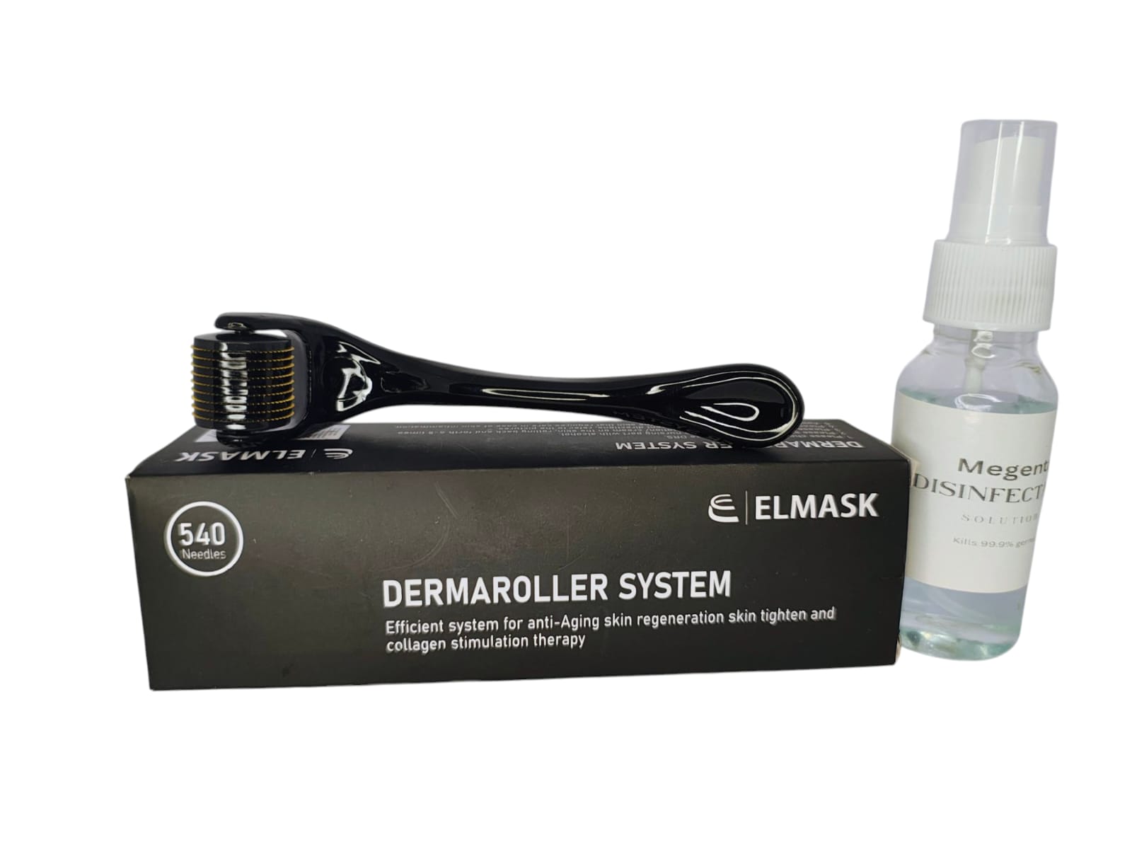 Megenta Derma roller 540 needles 0.5mm Titanium Needles Model V3 with Disinfectant